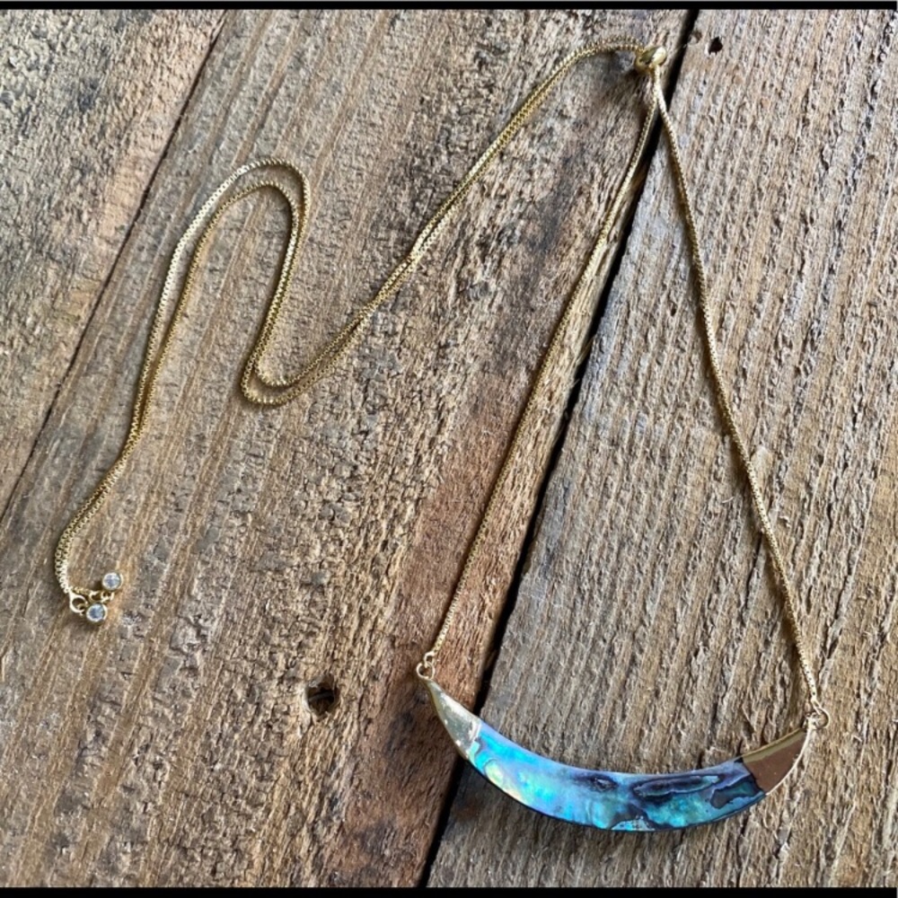Restocked! Abalone Shell Crescent Necklace - Picture 6 of 8
